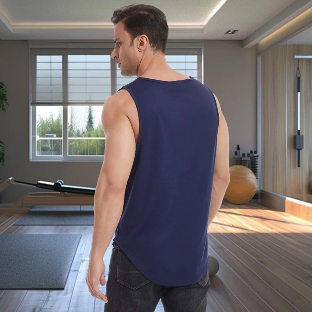 

Muscle Vests Tee Sleeveless Sports Tank Top Quick Dry T-shirts Running Vest Simple Loose Men Tops Vests Basketball