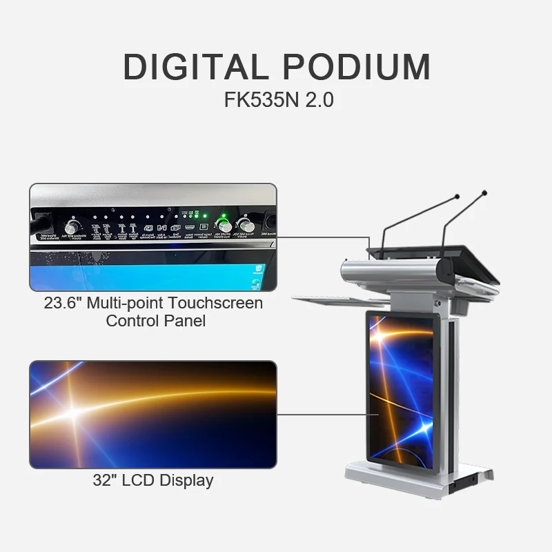 21.5-Inch Smart Multimedia Lectern Pulpit Stand with Touch Screen Mic for Conferences and Teaching Educational Equipment