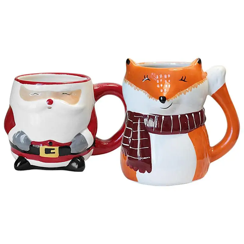 350ml Santa Claus Mugs 3D Ceramic Santa Claus Animal Coffee Mug Beverage Cup Christmas Gifts Keepsakes Temperature Resistant