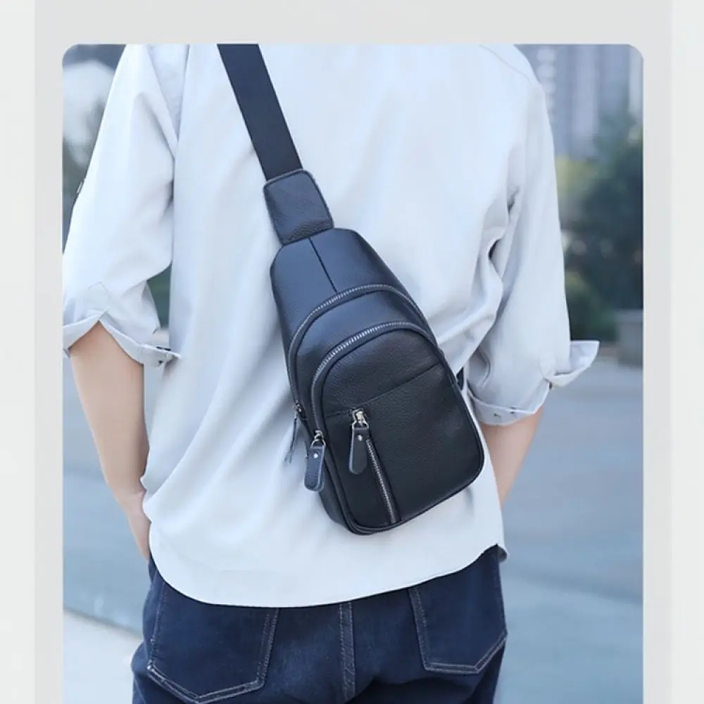 Premium Top Layer Leather Men Crossbody Bag Waterproof Casual Sling Chest Pack For GUAITIAODAISHU Travel Shoulder Bags