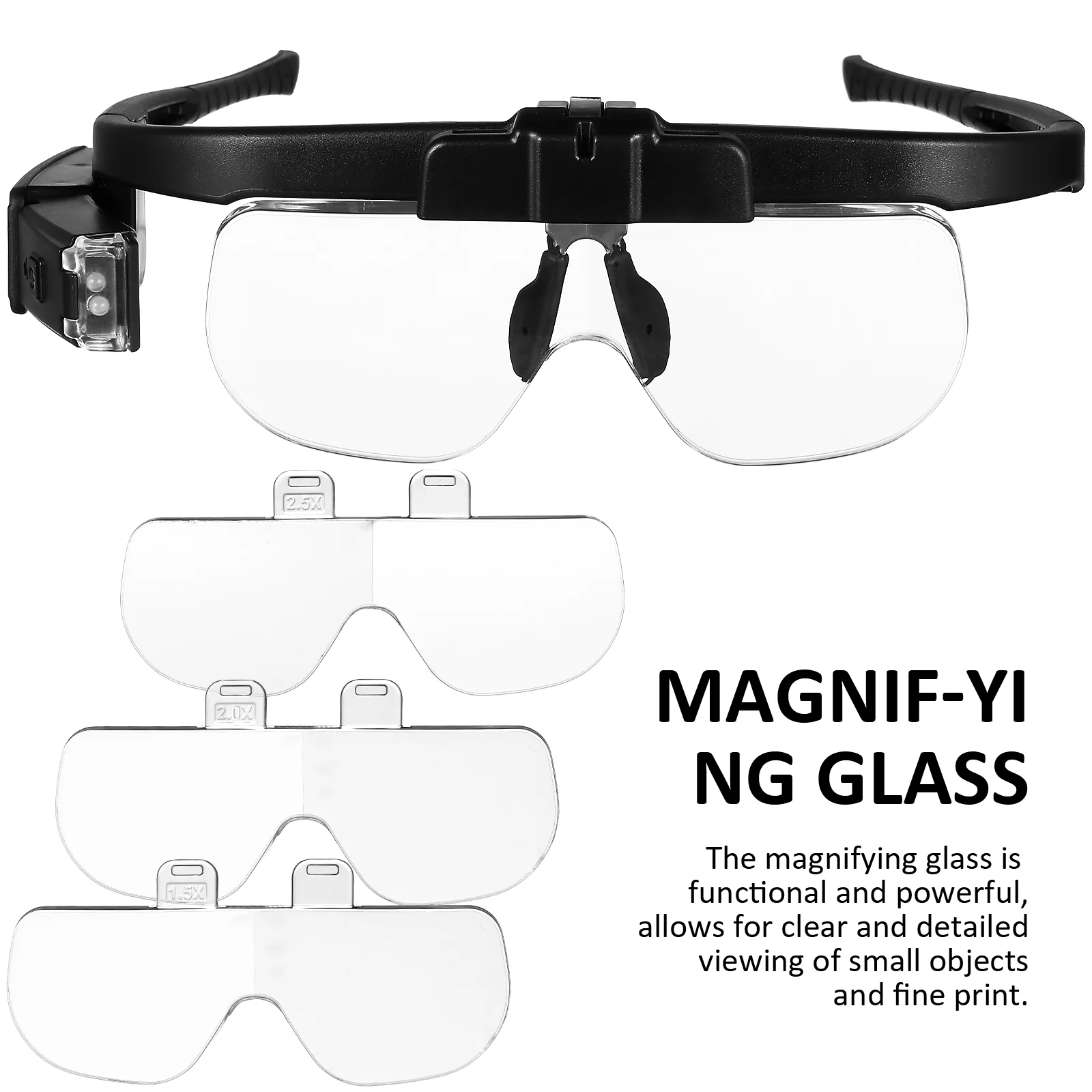 Glasses Wearing Magnifying Embroidery Magnifier USB with Lights Watch Repair For Reading