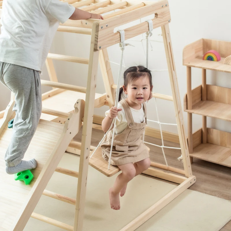 

Custom Montessori Triangle Frame Indoor Playground Multifunction Ramp Climbing Gym Frames for Kids Boys Girls Gifts