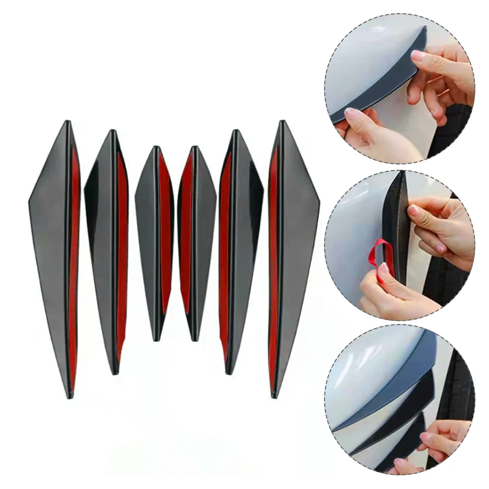 6Pcs Bumper Lip Splitter Fins Spoiler for Car Front Bumper Cover Protection Stylish Design Easy Installation Smooth Finish
