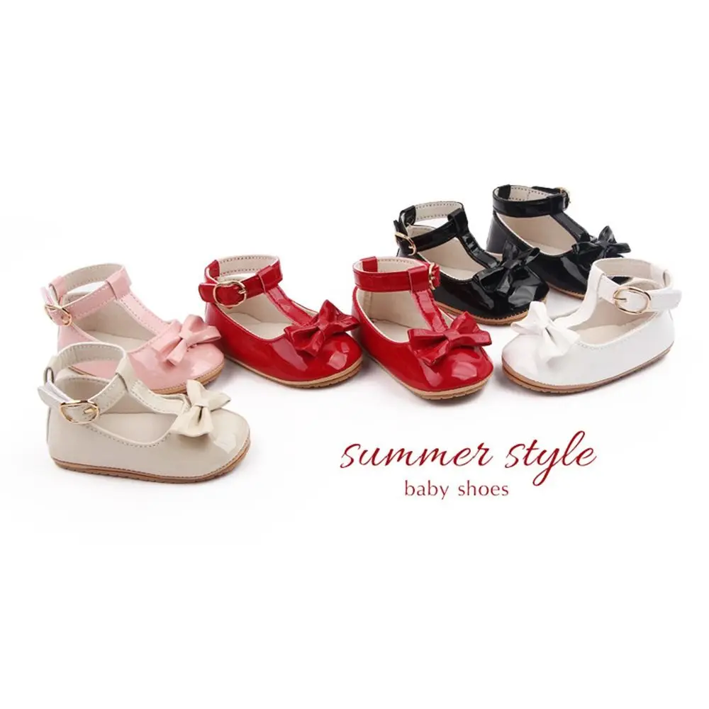 Cute Bowknot Baby Casual Shoes Non-slip PU Leather Infant First Walkers Rubber Soft-Sole 0-12 Months Princess Shoes Newborn