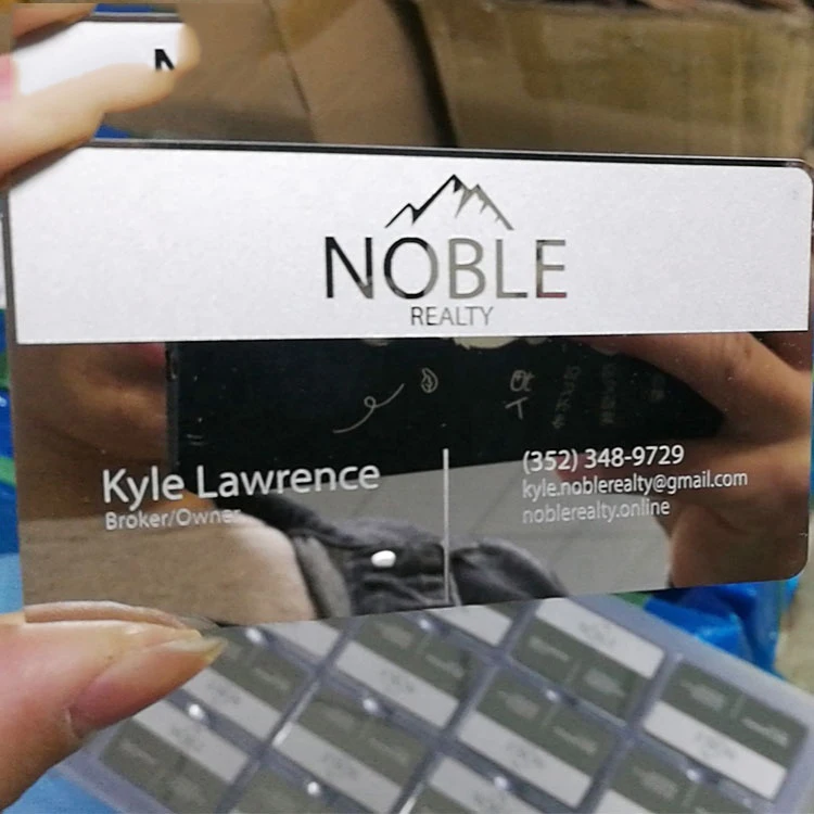 Customized query 2024 Popular Reflective Mirror Gold Silver Plated Metallic Stainless Steel Membership Card