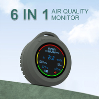 6 In 1 CO CO2 Carbon Monoxide Carbon Dioxide Detector HD LCD Display Portable Gas Detector Rechargeable 120HR Standby for Travel