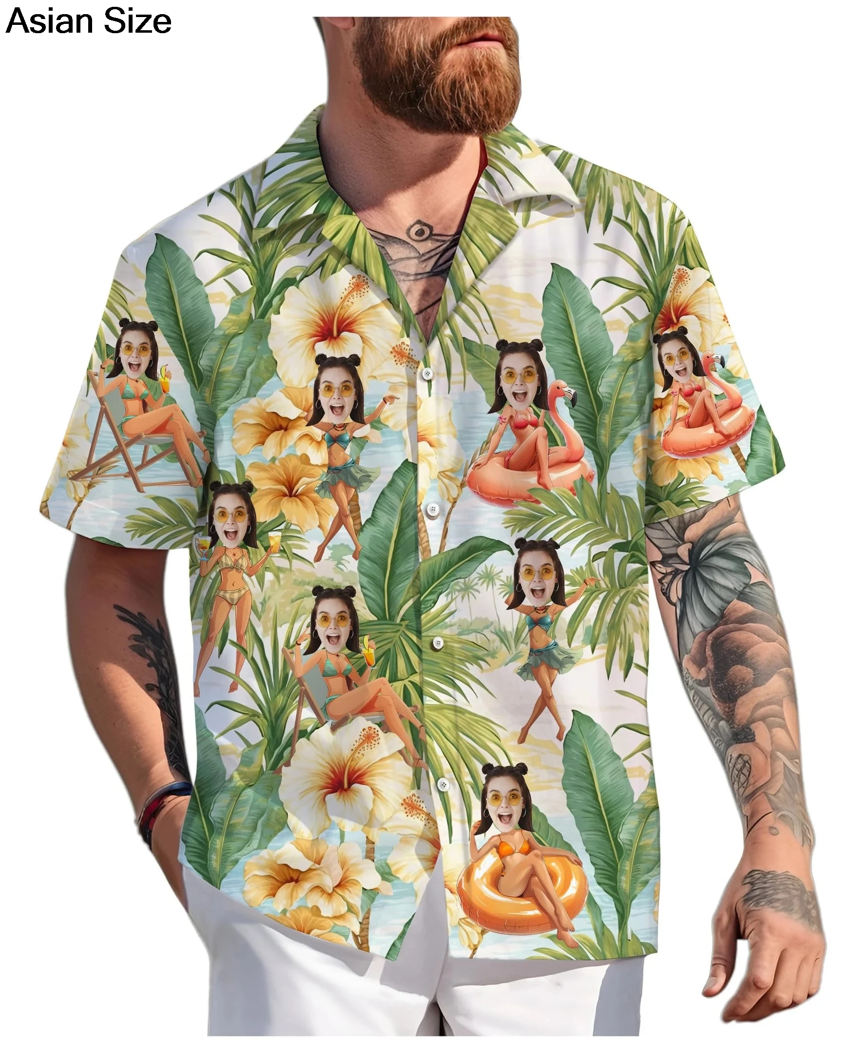 Custom Hawaiian Shirts With Face Women Fuuny Personalized Hawaii Gifts Girlfriend Couple Blouses Unisex Beach Diy Female Clothes