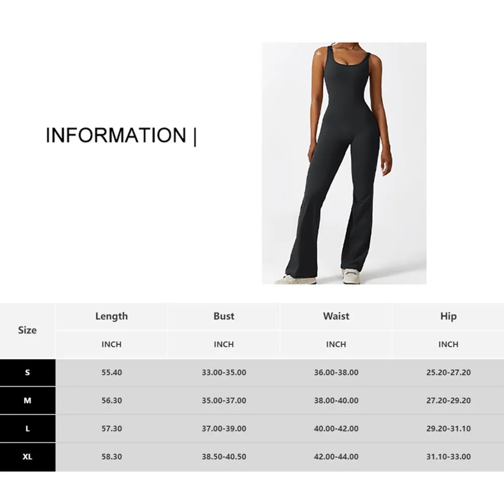 Macacões sem costas sem pescoço em U sem mangas para mulheres, regatas, macacão de ioga Bodycon, calça trompete rabo raspar, bodysuit