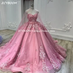 Customized 2024 Pink Quinceanera Dresses Princess Ball Gown 3D Flowers Appliques Sweetheart Girls Sweet 15 Vestidos De 15 Años