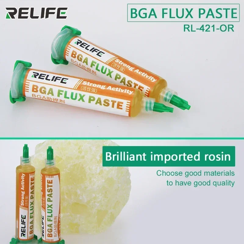 Imagem -02 - Relife-bga Flux Paste Atividade Forte sem Halogênio Rl420 Rl-421 Rl-422 Solda Bga Smd Pga Pcb Repair Flux Tools