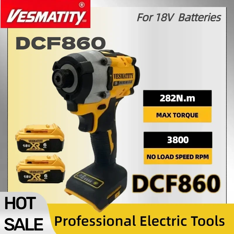 DCF860 Brushless Compact Cordless Impact Driver Rechargeable Professional Electric Screwdriver Tool For DEWALT Battery