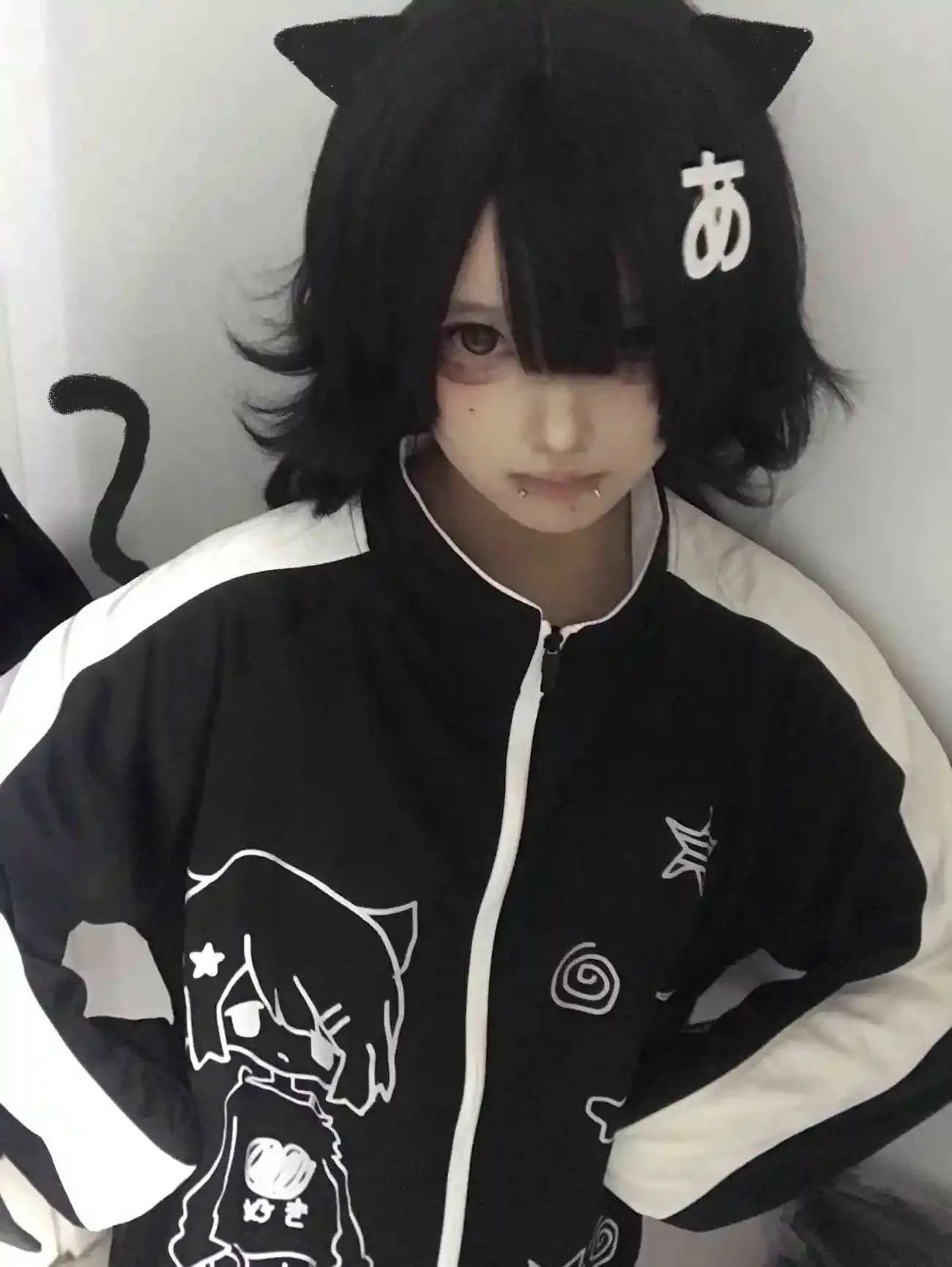 

Kimotimo, милый японский свитшот с принтом аниме, женский осенне-зимний свитер с воротником-стойкой, контрастный цвет, свободные топы на молнии, повседневные пальто