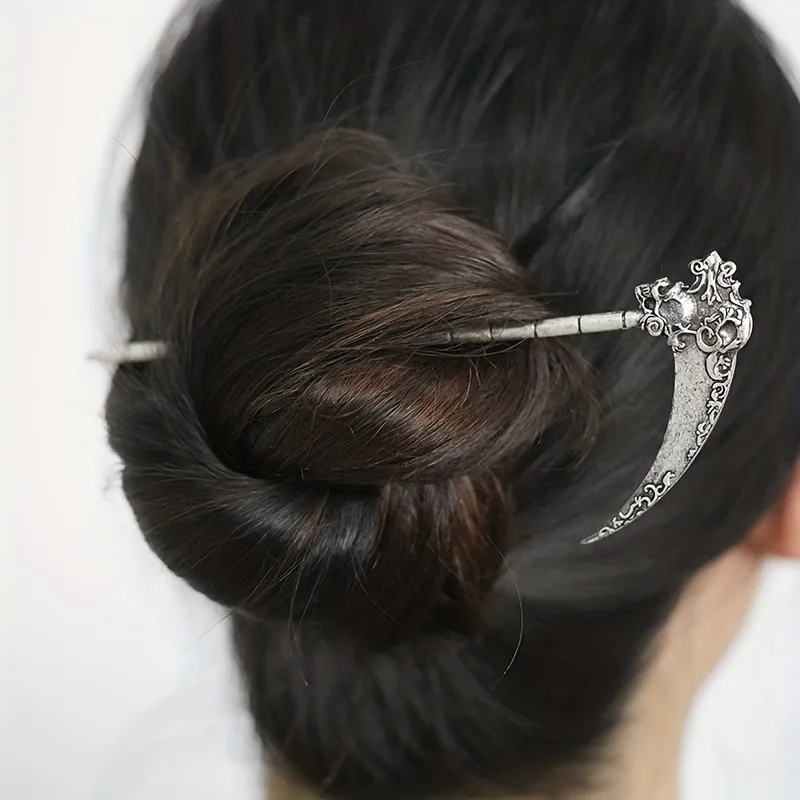 Punk style Viking Sun Moon Sword Alloy Hair Clip Party Music Festival Role Playing Fashion Personalized Headwear Hair Stick image 5