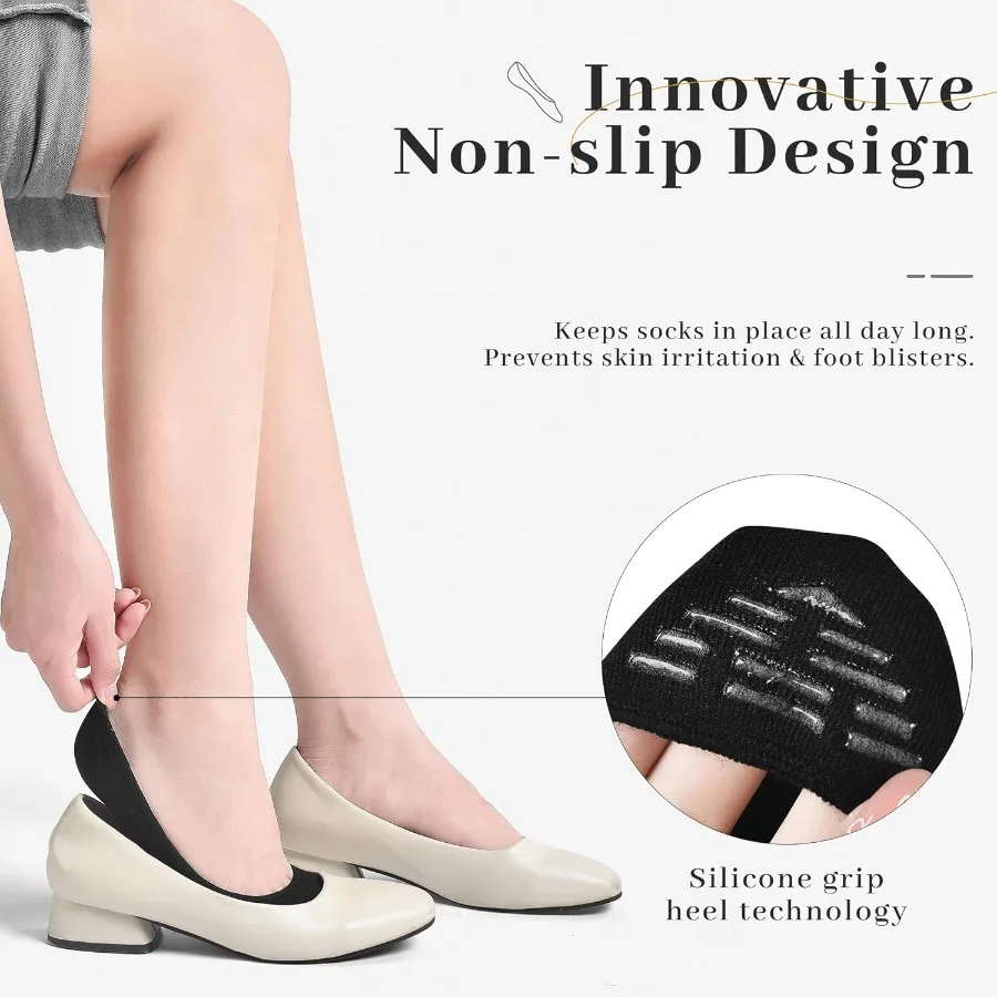 RYI 6 أزواج من الجوارب القطنية فائقة الظهور للنساء جوارب لوفر غير قابلة للانزلاق مثالية للشقق مثالية للارتداء اليومي مريحة وB