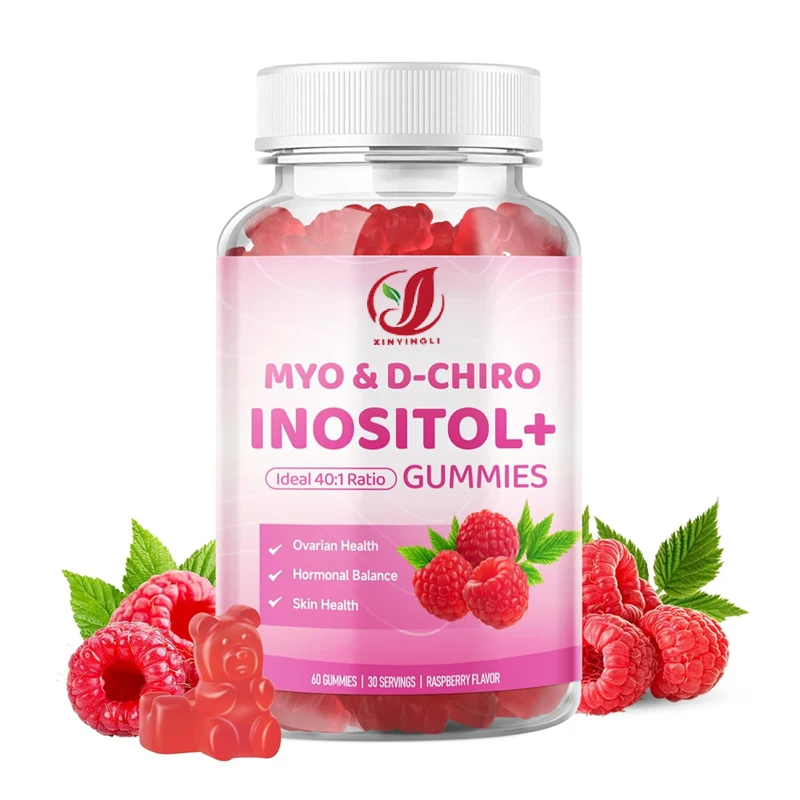 

Жевательные конфеты с инозитолом и D-хиро-инозитолом, идеальная добавка для женщин в соотношении 40:1, содержащая витамин D3, со вкусом малины