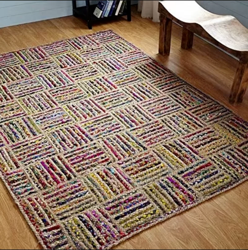 

Rug Natural Cotton & Jute Handmade Reversible Modern Carpet Area Home Decor Rug Carpets for Living Room