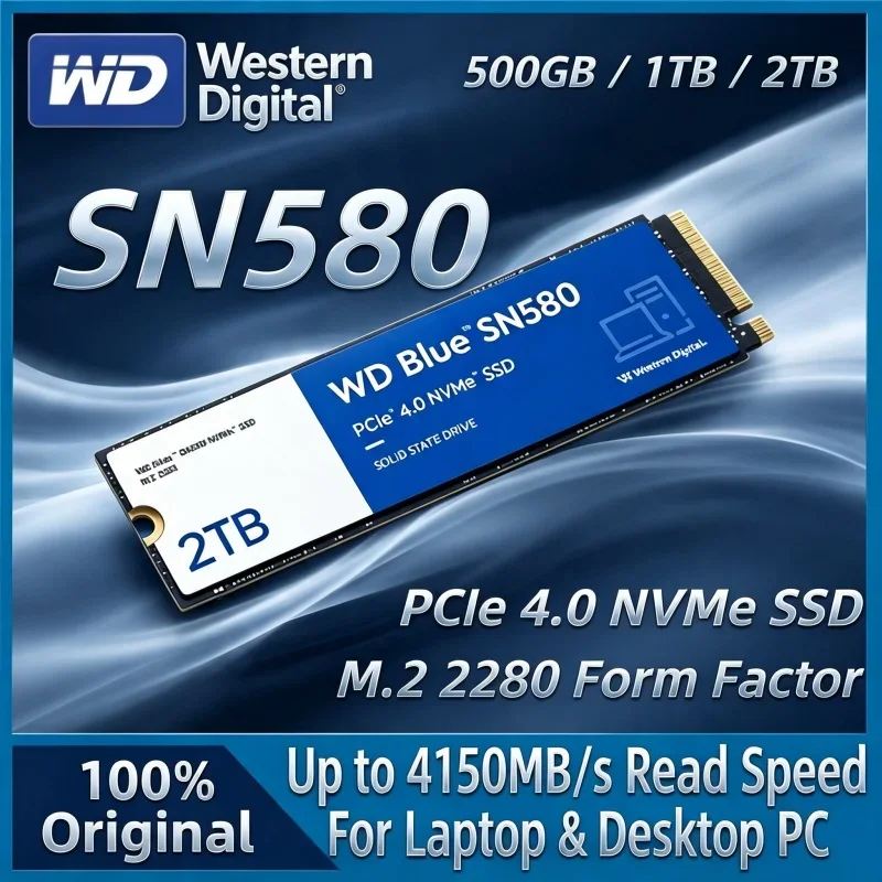 Hot Sale WD BLUE SN580 M.2 2280 PCIe4.0 NVMe SSD 500GB 1TB 2TB High Speed Internal Solid State Drive For Laptop Gaming
