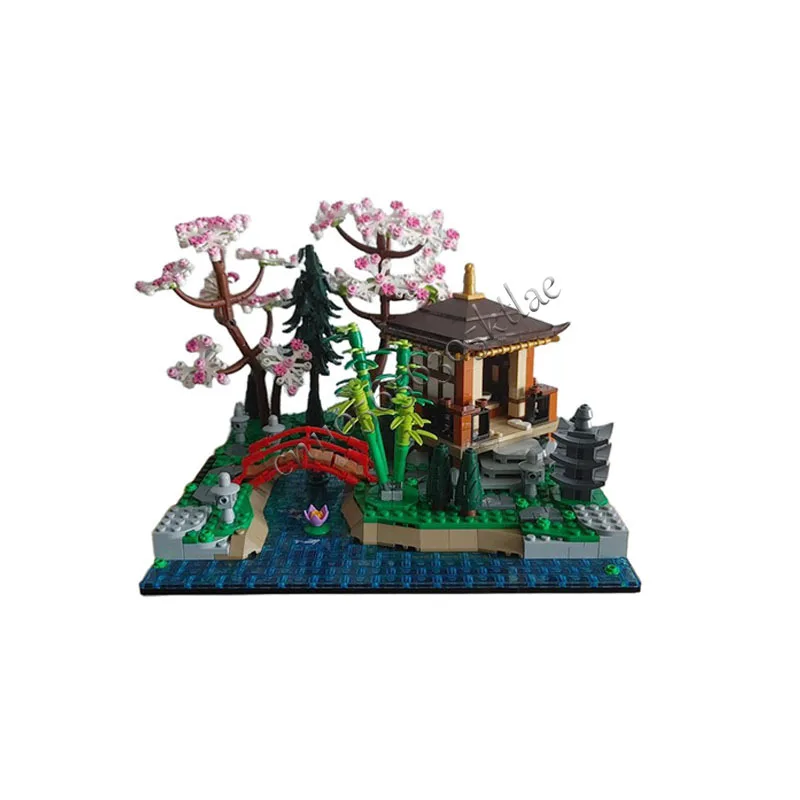 1373 pçs moc medieval luxo tranquil jardim modelo modular arquitetura bloco de construção diy educação montagem crianças brinquedos presentes