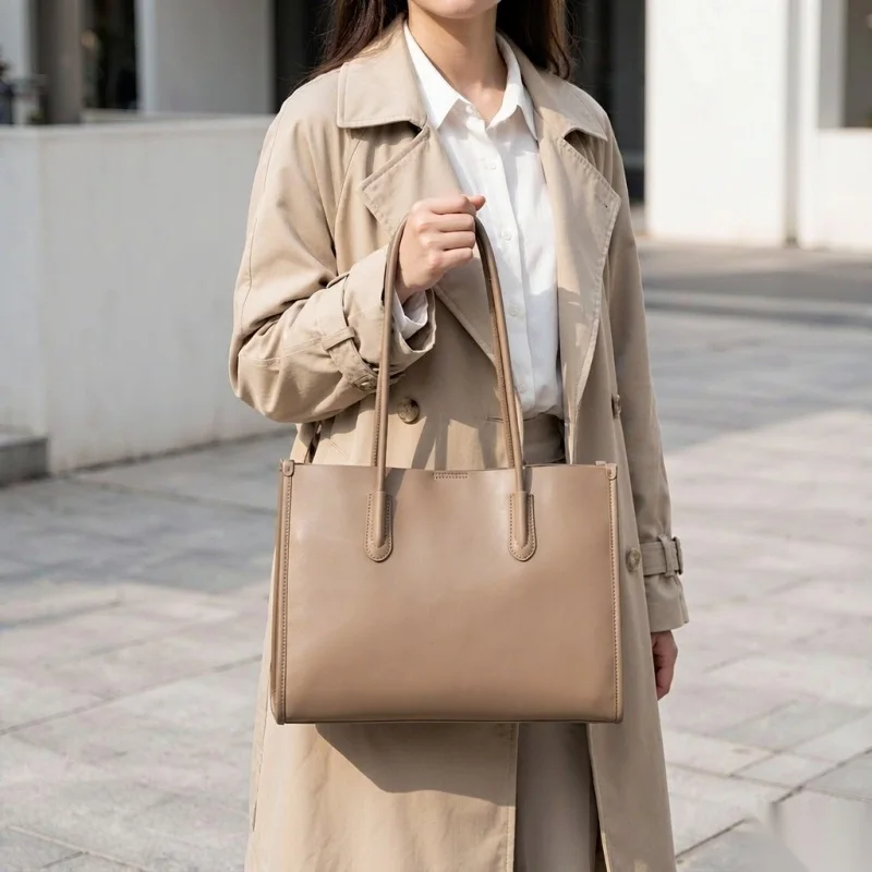 Women Soft Nappa Cowhide Large Tote Bag Big Capacity Shoulder Ladies Office Commute Handbag Female Genuine Leather Shopper 2026