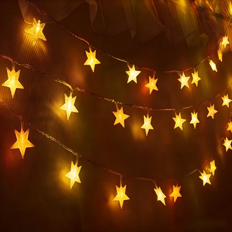 Indoor Star String Lights USB Operated Warm White Colorful LED Fairy Lamp for Christmas Wedding Party Bedroom Window Home Decor