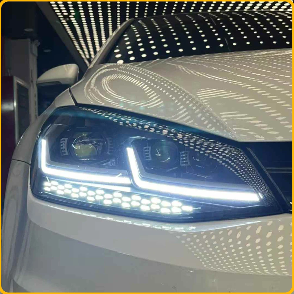For VW Golf 7 2013-2017 Upgrade Star Sky Triple Projector Lens LED Headlight Assembly Auto LED DRL Car Accessories Plug and Play
