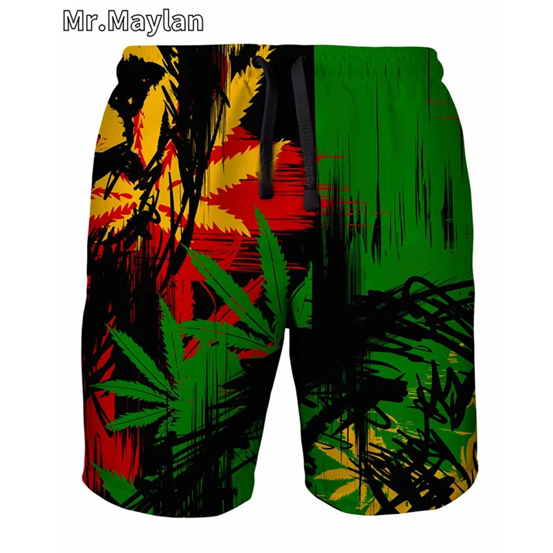 New Rasta Frankenstrat Strings Cosplay Beach Summer Men Beach Shorts Swim Trunks Hawaiian Style Trousers Plus Size 6XL Quick Dry