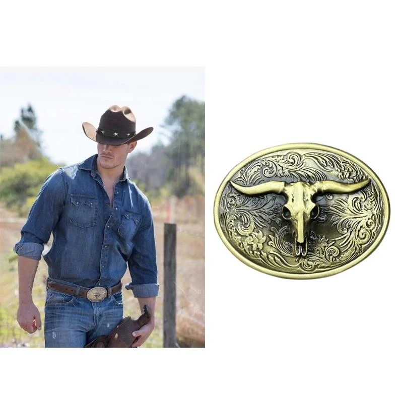 49MF Head Belt Buckle for Waist Belt Replacement Cowboy Clothing Accessories