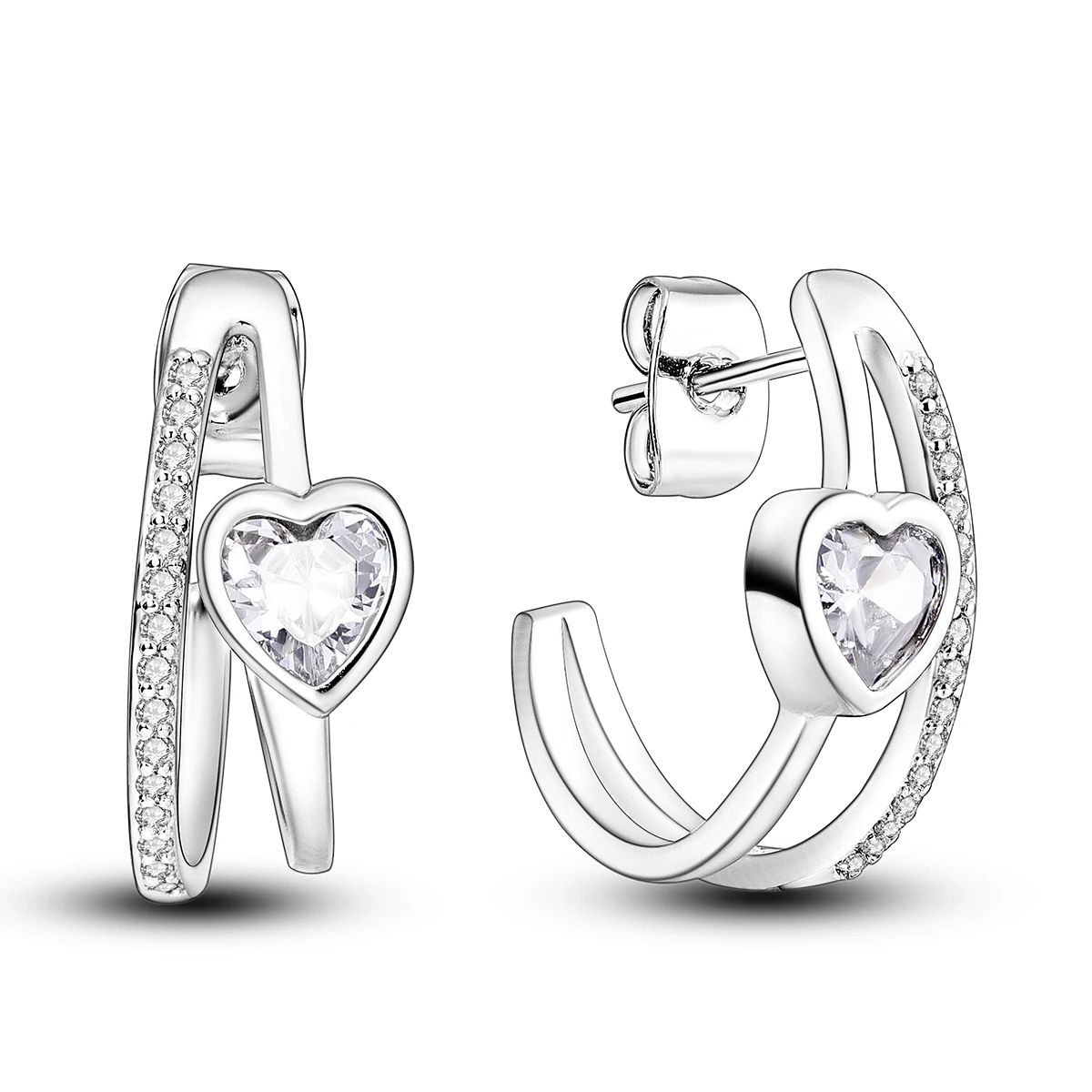 Women's 925 Sterling Silver Star Moon Heart Shape Earrings