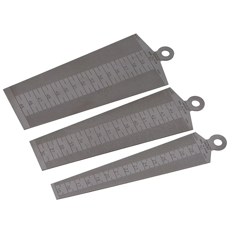1PC 0-60mm 쐐기 게이지 클리어런스 눈금자 0-15cm 스틸 눈금자 스트레이트 눈금자 정밀 프로브 테이퍼 게이지 갭 측정 도구