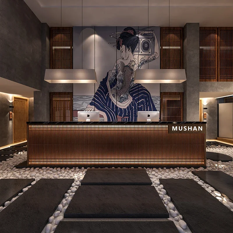 Mesas de recepción modernas, mostrador de tienda, centro del cliente, mesa de pasillo, Atril, tienda de ropa, oficina, muebles de estilo chino Masa