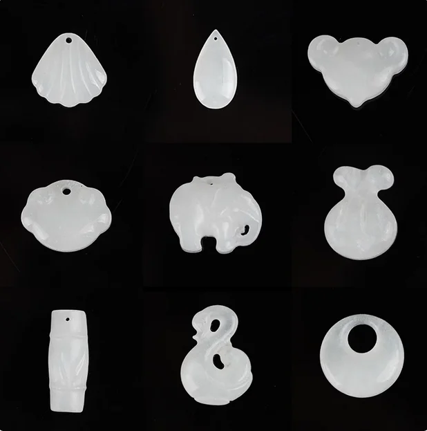 

Natural Hotan white jade small pendant single tallow jade bracelet pendant female diy handmade beaded accessories