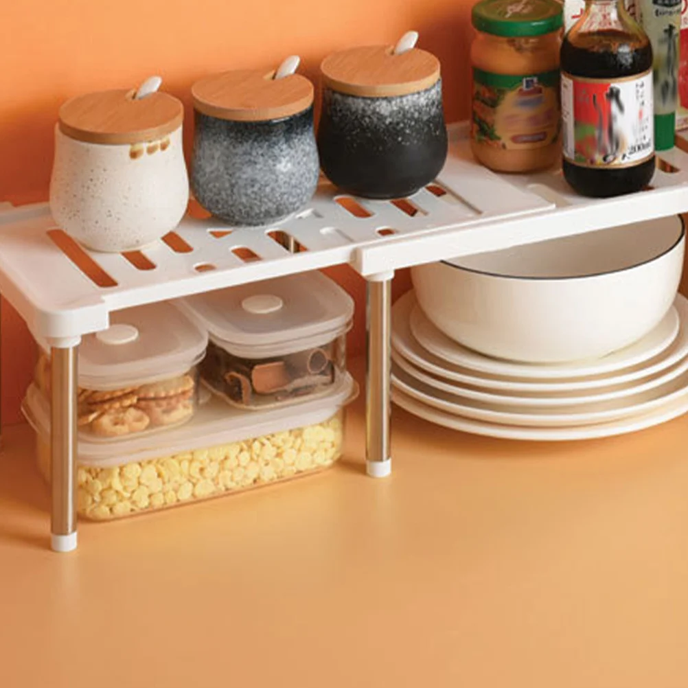 

Retractable Storage Rack Detachable Kitchen Shelves Multi-Layer Organizer for Spices Condiments Grains White