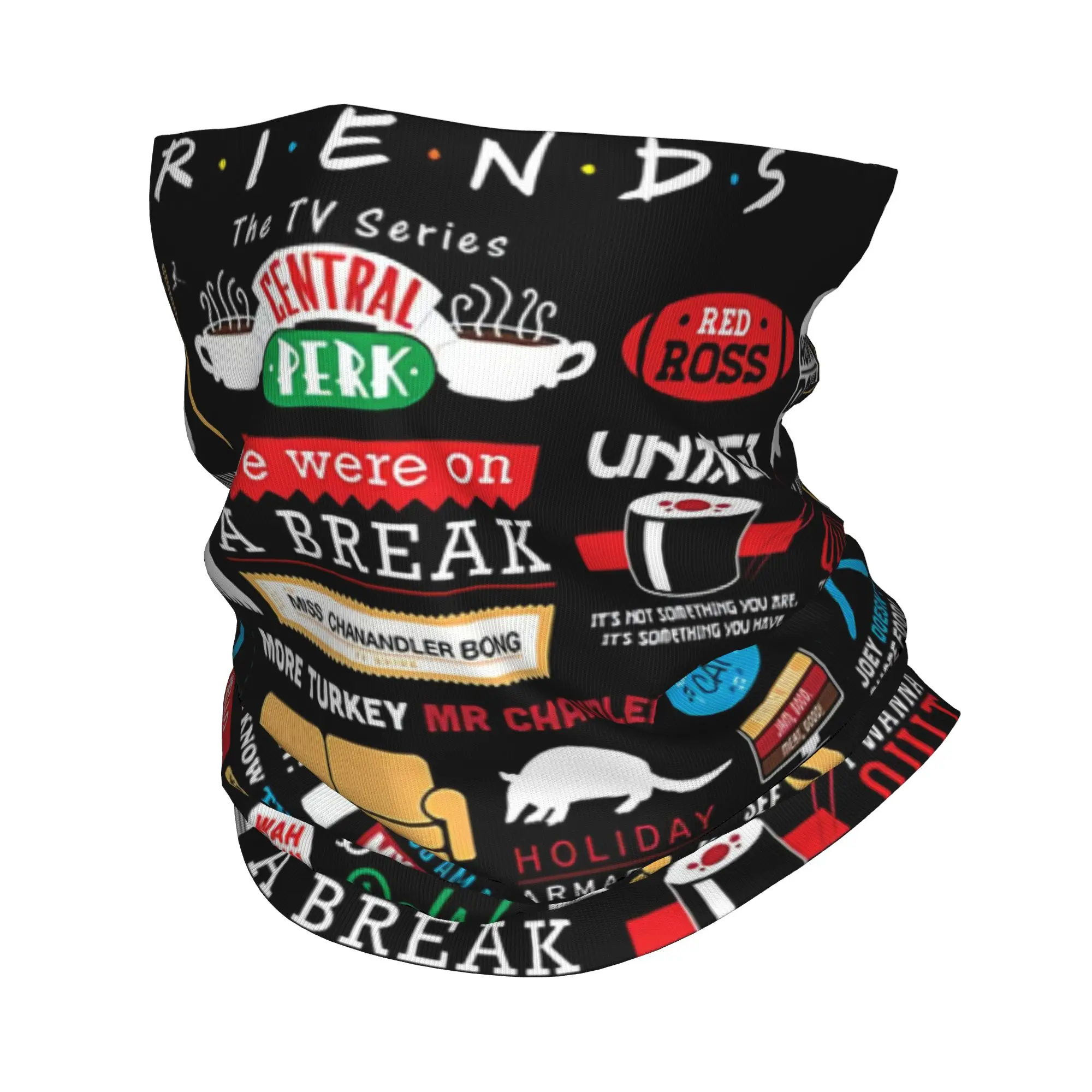

Custom Funny TV Show Friends Collage Bandana Neck Gaiter Windproof Face Scarf Cover Men Women Headwear Tube Balaclava