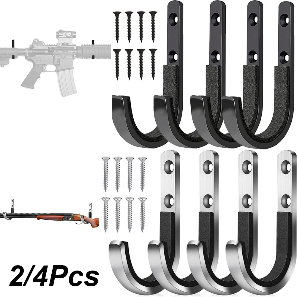 Support de rangement pour armes à feu en métal, 2/4 pièces, crochets pour fusils de chasse, cintres muraux pour AR15 AK47 M4 M16, support Airsoft avec rembourrage souple