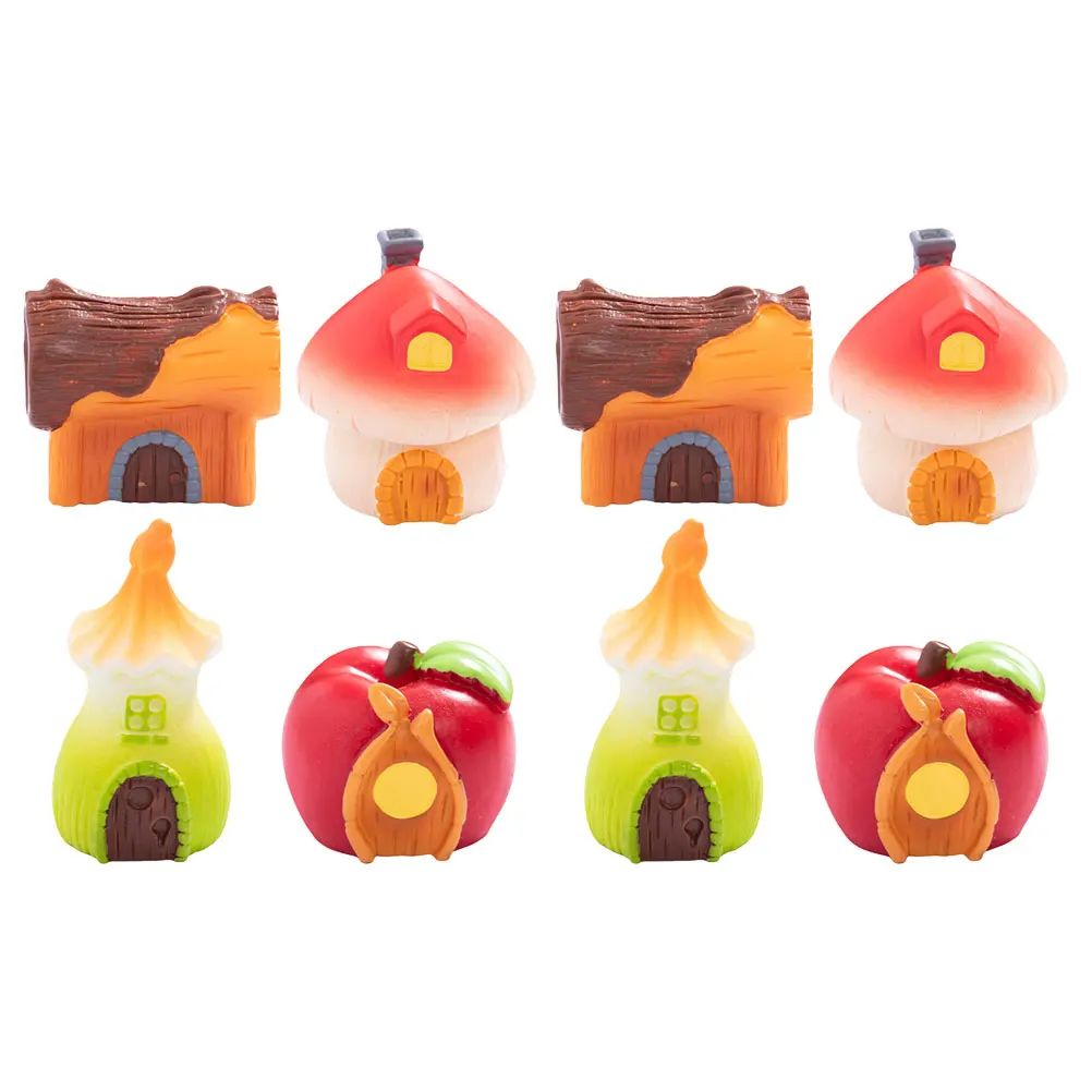 

8 Pcs Micro Landscape Decoration Miniature Resin House Suite Accessories