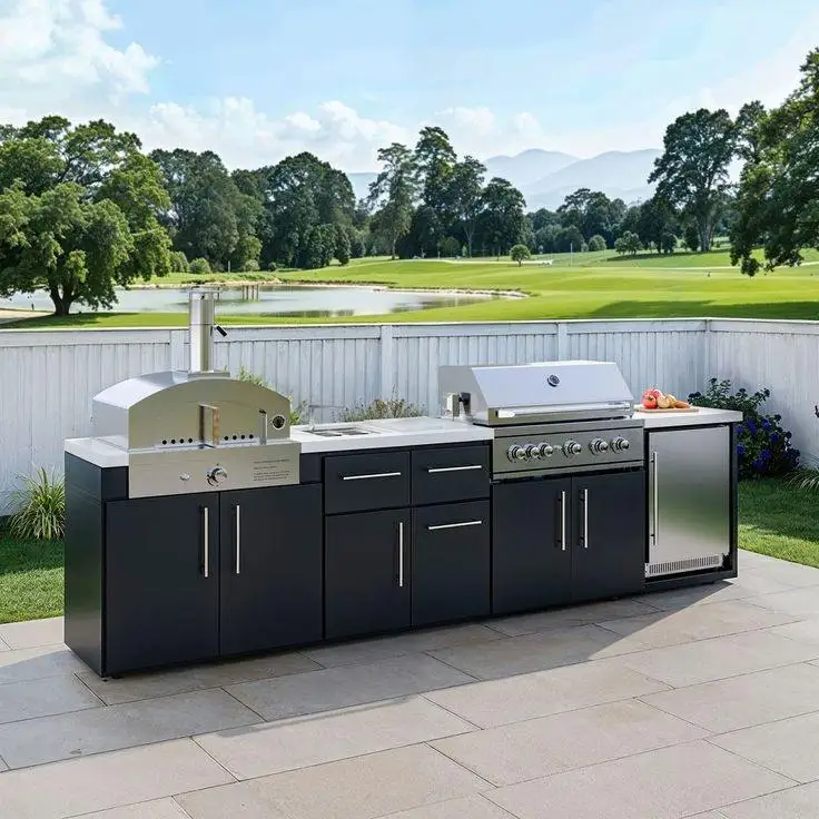 Outdoor Kitchen Gas Grill and BBQ with Shelter Wholesale Customized Qutdoor Kitchen Cabinet