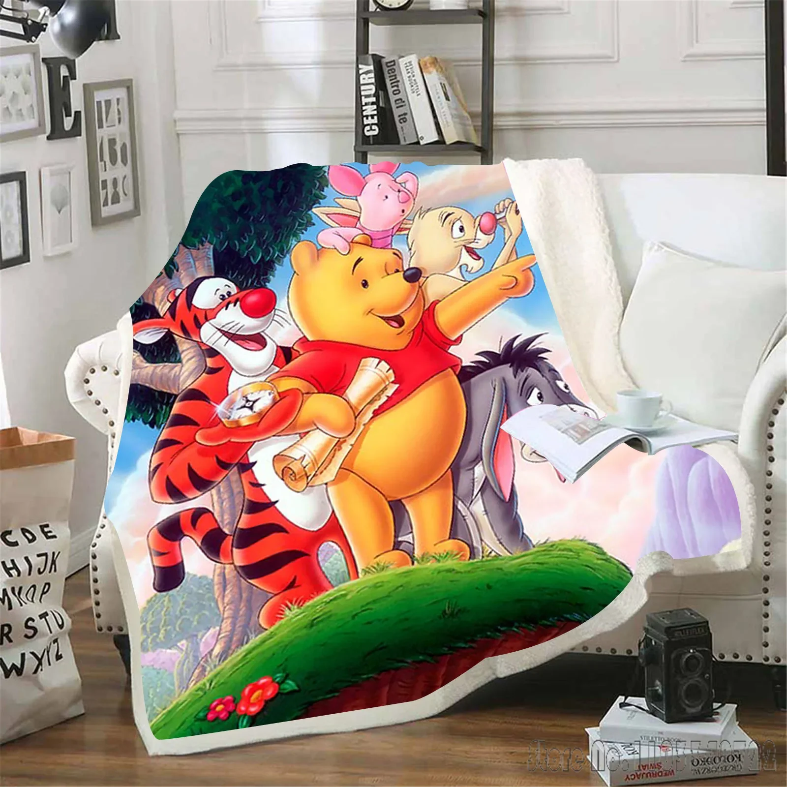 Winnie the Pooh Winter Baby Custom Blankets King Size and Throws Furry Home Picnic Coral Fleece Fabric Children Modern