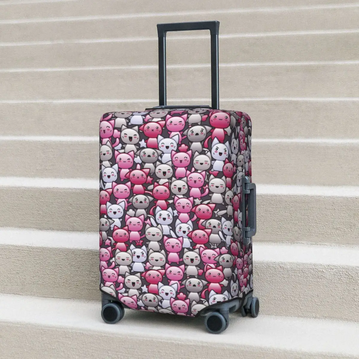 

Kawaii Doodle Cats Suitcase Cover Funny Business Protection Vacation Practical Luggage Accesories