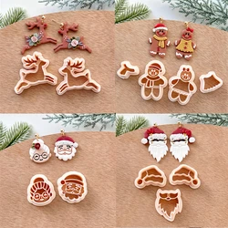 Christmas Reindeer Gingerbread Boy Girl Mr Mrs Santa Claus Polymer Clay Cutters Winter Earrings Pendant Pottery Clay Cutting Die