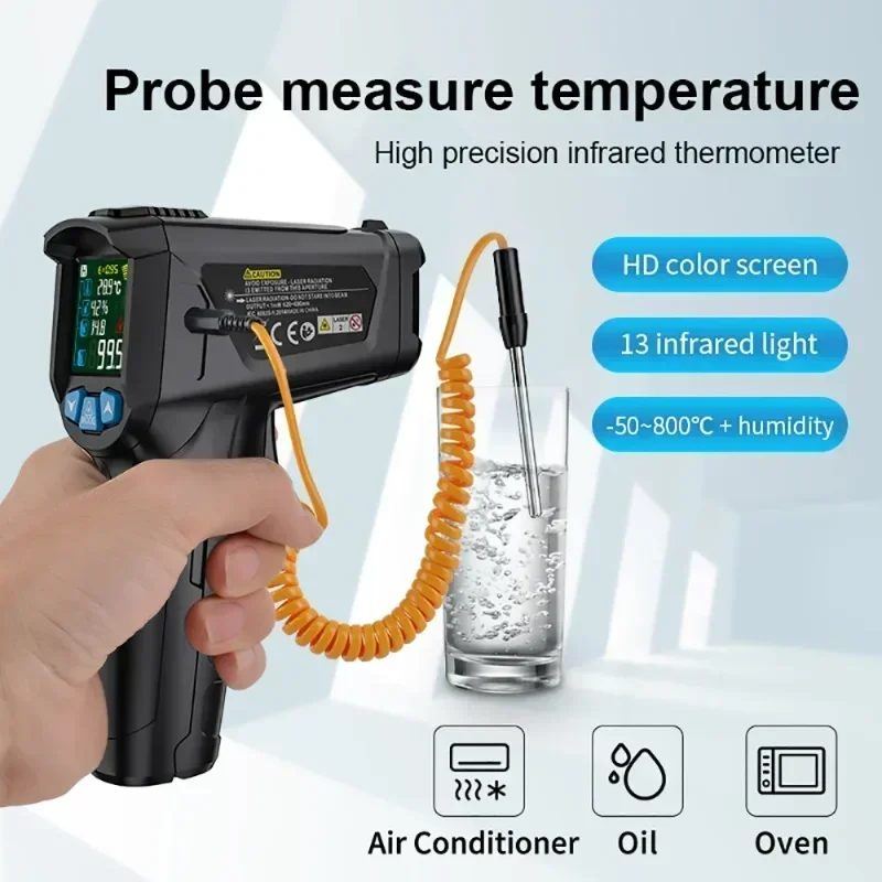 LCD Thermometer Meter Temperature Pyrometer Infrared Laser Humidity Digital Precision Thermometers Sensor Non-contact High