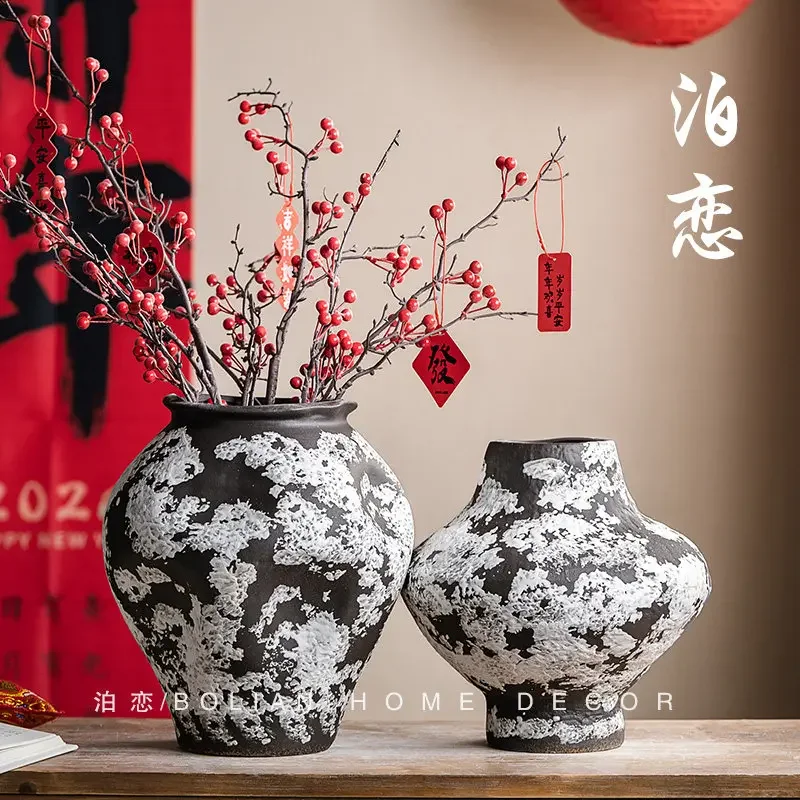 Love wabi-sabi Zen stoneware vase vine vintage handmade homestay restaurant Bogu shelf flower arrangement decoration ornament