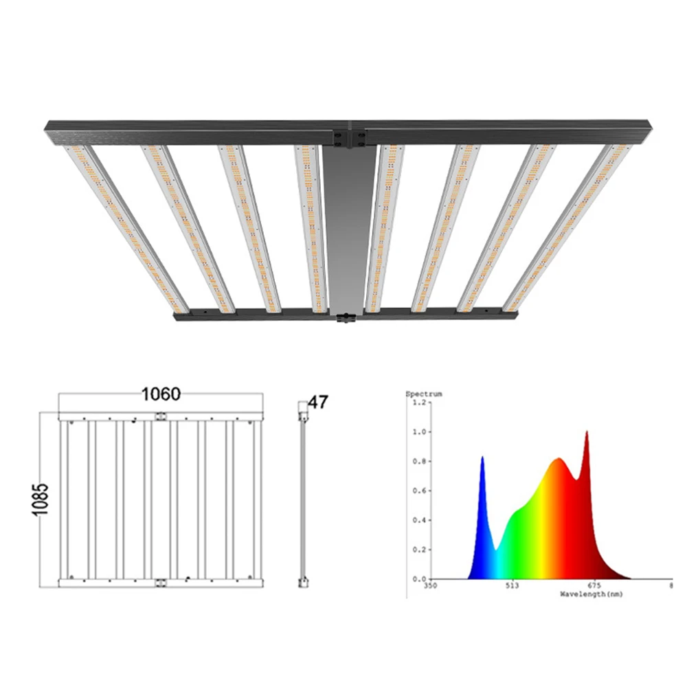 Adjustable Indoor LED Plant Growth Light Full Spectrum Collapsible Bloom Filled High-Gloss Color Waterproof