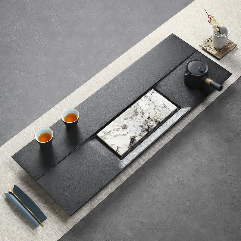 

Chinese Stone Tea Tray Plate Rectangular Luxury Kong Fu Tea Tray Creative Multipurpose holz tablett rechteckig Rectangular Tray