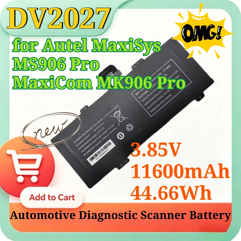 DV2027 3.85V 11600mAh 44.66Wh Replacement Battery for Autel MaxiSys MS906 Pro MaxiCom MK906 Pro Automotive Diagnostic Scanner