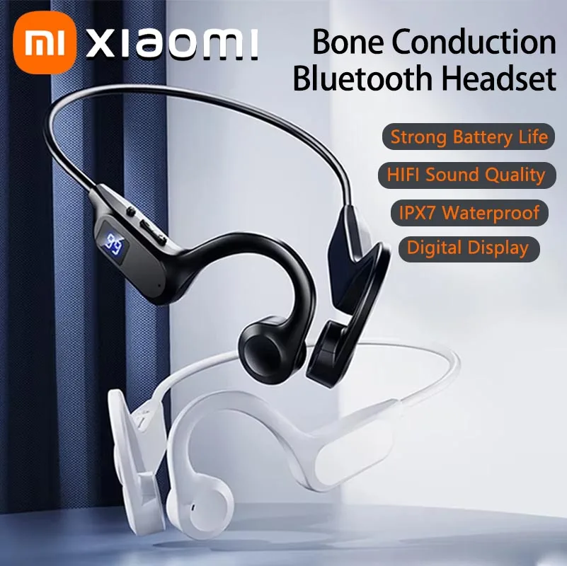 Xiaomi Air/Bone Conduction Bluetooth Earphones V5.3 Plug In Memory Card Digital Display Hanging Ear Sports Earphones Waterproof