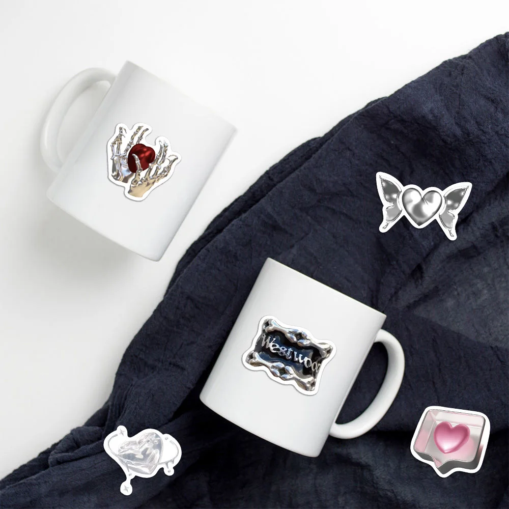 10/30/66PCS Cool Silver Cartoon adesivi estetica impermeabile fai da te skateboard laptop bici carino INS stile decorazione adesivi giocattoli