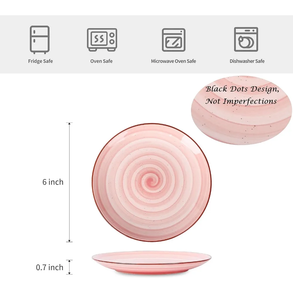 ceramic dessert plates set of 6, small salad plates 6 inch appetizer plates for kitchen, small dinner plates/dishes for cake sn