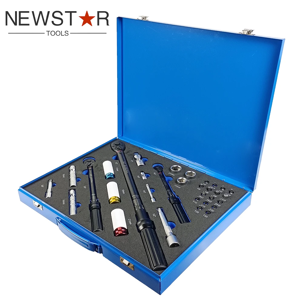 32pcs High-Precision Professional Hand Tool Set Auto Repair Tire Spark Plug Bicycle Torque Wrench Kit Hard Case Preset