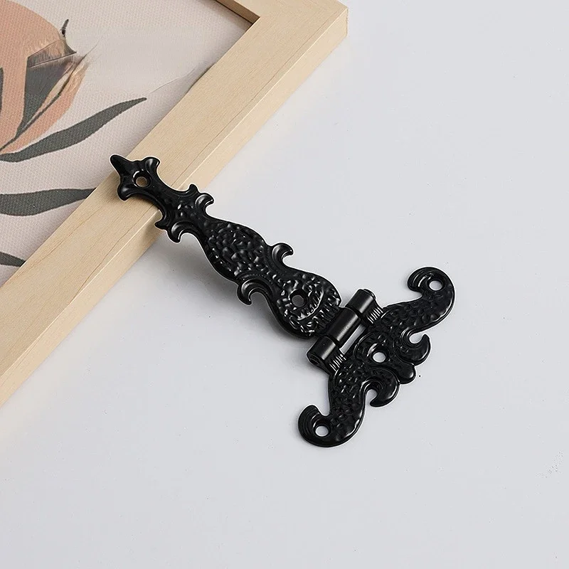 1PCS Vintage Alloy Flower Shaped Vertical Hinge for Home Decoration Hardware European Style Box Connection Lotus Leaf Printed