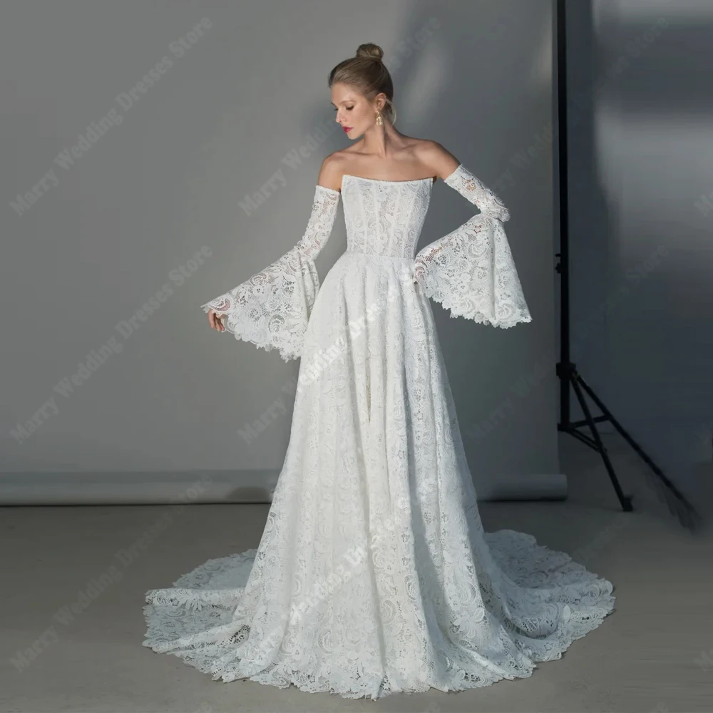 

2025 Fascinating Women Wedding Dresses Elegant Strapless Bridal Gowns Mopping Length Backless Banquet Robes De Mariée Customized